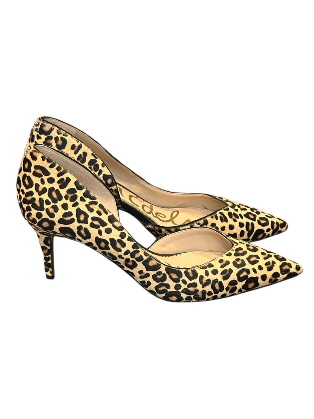 Sam Edelman Jari Leopard Printed Calf Hair on Leather D’Orsay Pointed Pumps 10 - Picture 2 of 8